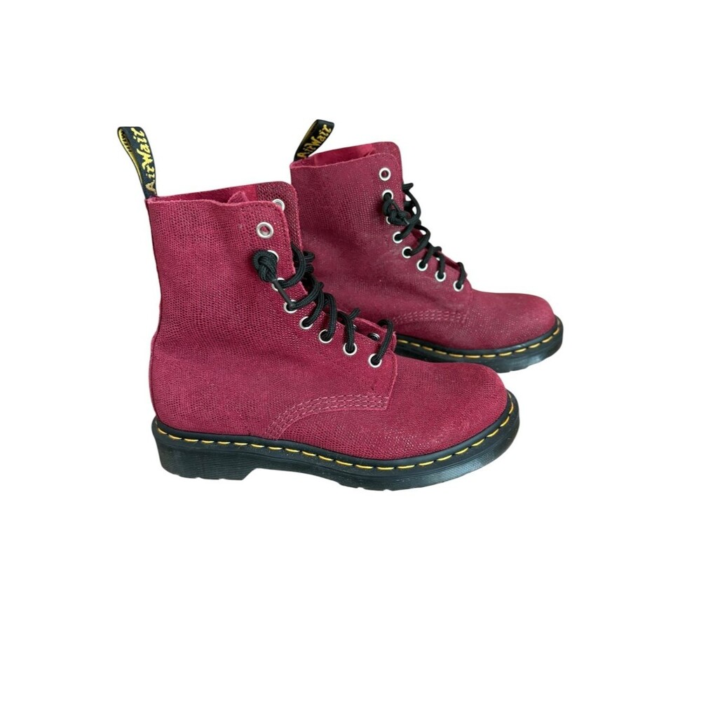 Dr Martens 1460 Pascal Combat Boots Red Cherry Glitter Womens Size 7